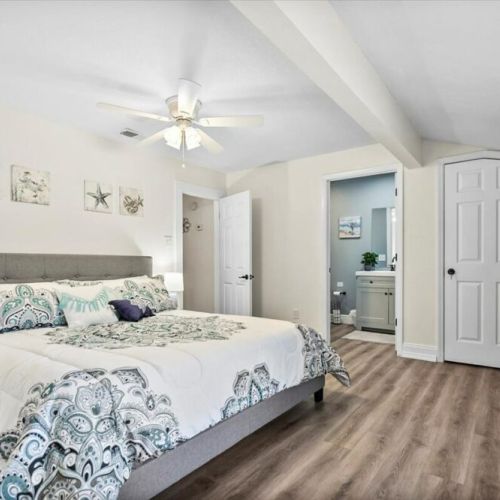 Spacious Master Suite with walk-in closet and private bathroom. Lots of storage.