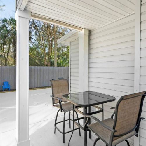 Covered front patio seating